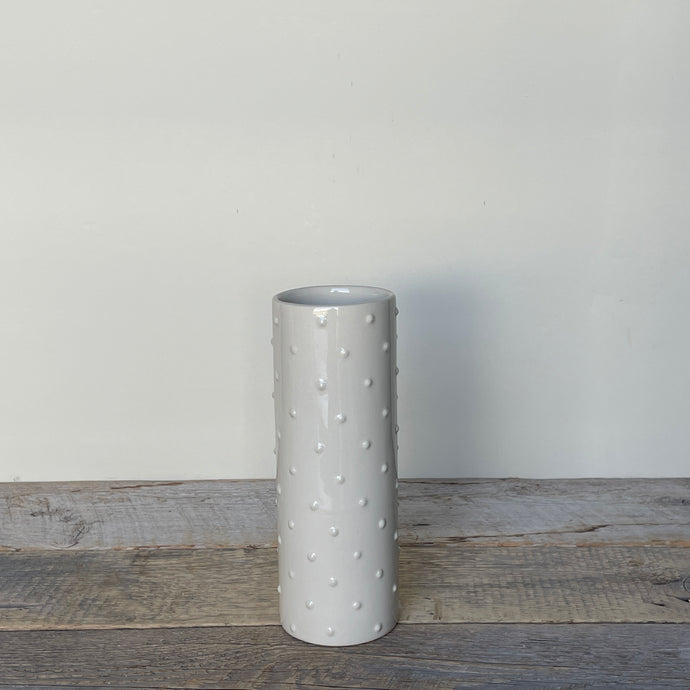 DOT CYLINDER VASE IN IVORY - SMALL