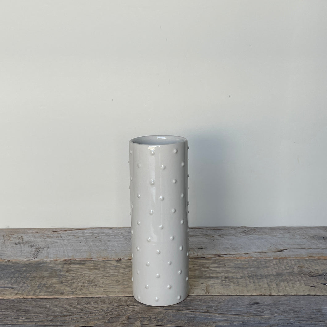 DOT CYLINDER VASE IN IVORY - SMALL