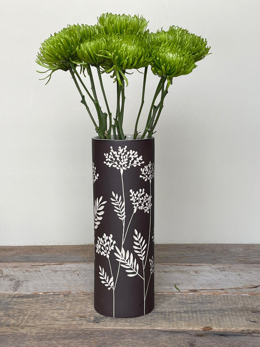 BOTANICAL SILHOUETTES LARGE CYLINDER VASE A