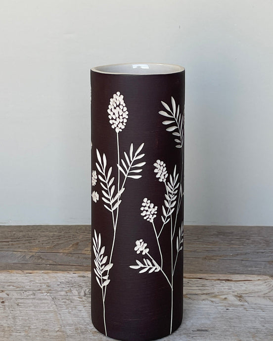 BOTANICAL SILHOUETTES SMALL CYLINDER VASE D