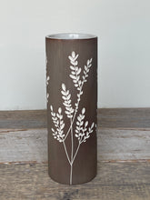 Load image into Gallery viewer, BOTANICAL SILHOUETTES SMALL CYLINDER VASE IN TOAST - A