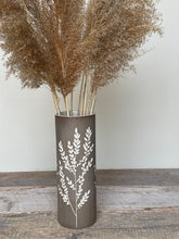 Load image into Gallery viewer, BOTANICAL SILHOUETTES SMALL CYLINDER VASE IN TOAST - A