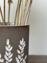 Load image into Gallery viewer, BOTANICAL SILHOUETTES SMALL CYLINDER VASE IN TOAST - A