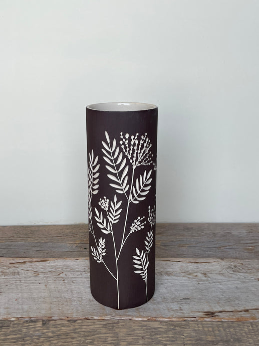 BOTANICAL SILHOUETTES LARGE CYLINDER VASE B