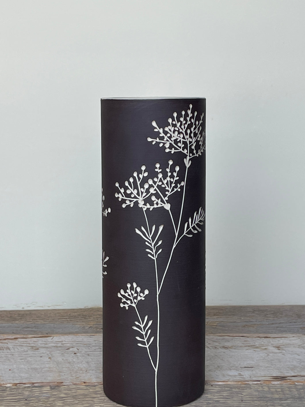 BOTANICAL SILHOUETTES LARGE CYLINDER VASE C