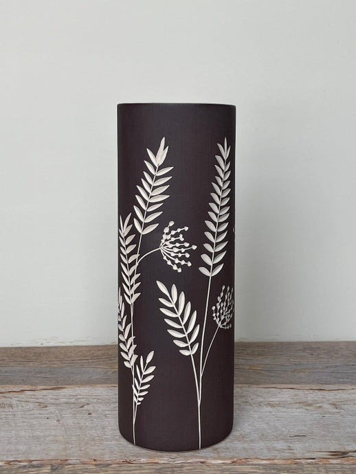 BOTANICAL SILHOUETTES LARGE CYLINDER VASE D