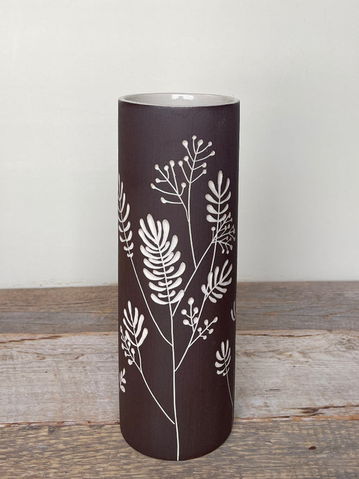 BOTANICAL SILHOUETTES LARGE CYLINDER VASE E