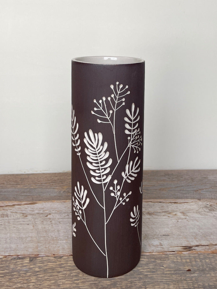 BOTANICAL SILHOUETTES LARGE CYLINDER VASE E