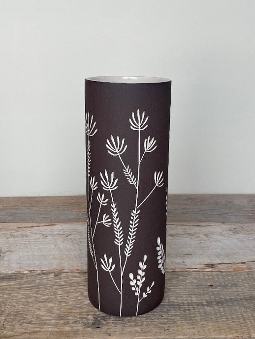 BOTANICAL SILHOUETTES LARGE CYLINDER VASE F