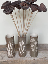 Load image into Gallery viewer, BOTANICAL SILHOUETTES SMALL CYLINDER VASE IN TOAST - B