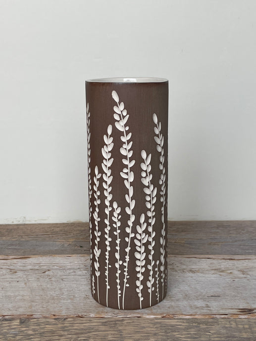 BOTANICAL SILHOUETTES SMALL CYLINDER VASE IN TOAST - B