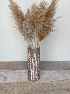 BOTANICAL SILHOUETTES SMALL CYLINDER VASE IN TOAST - B