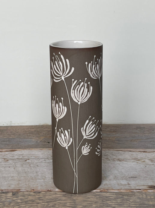 BOTANICAL SILHOUETTES SMALL CYLINDER VASE IN TOAST - C