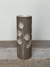 Load image into Gallery viewer, BOTANICAL SILHOUETTES SMALL CYLINDER VASE IN TOAST - C