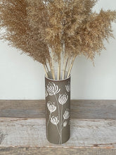 Load image into Gallery viewer, BOTANICAL SILHOUETTES SMALL CYLINDER VASE IN TOAST - C