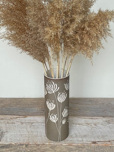 BOTANICAL SILHOUETTES SMALL CYLINDER VASE IN TOAST - C