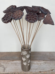 BOTANICAL SILHOUETTES SMALL CYLINDER VASE IN TOAST - C