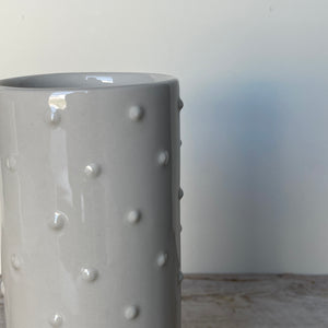 DOT CYLINDER VASE IN IVORY - SMALL