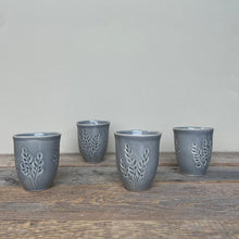 Load image into Gallery viewer, MISTY GREY WINE CUPS WITH CARVED BRANCHES (SET OF 4)