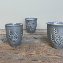 Load image into Gallery viewer, MISTY GREY WINE CUPS WITH CARVED BRANCHES (SET OF 4)