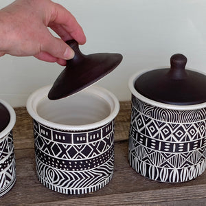 AFRICA MODERN MUD CLOTH CANISTER SET OF 3