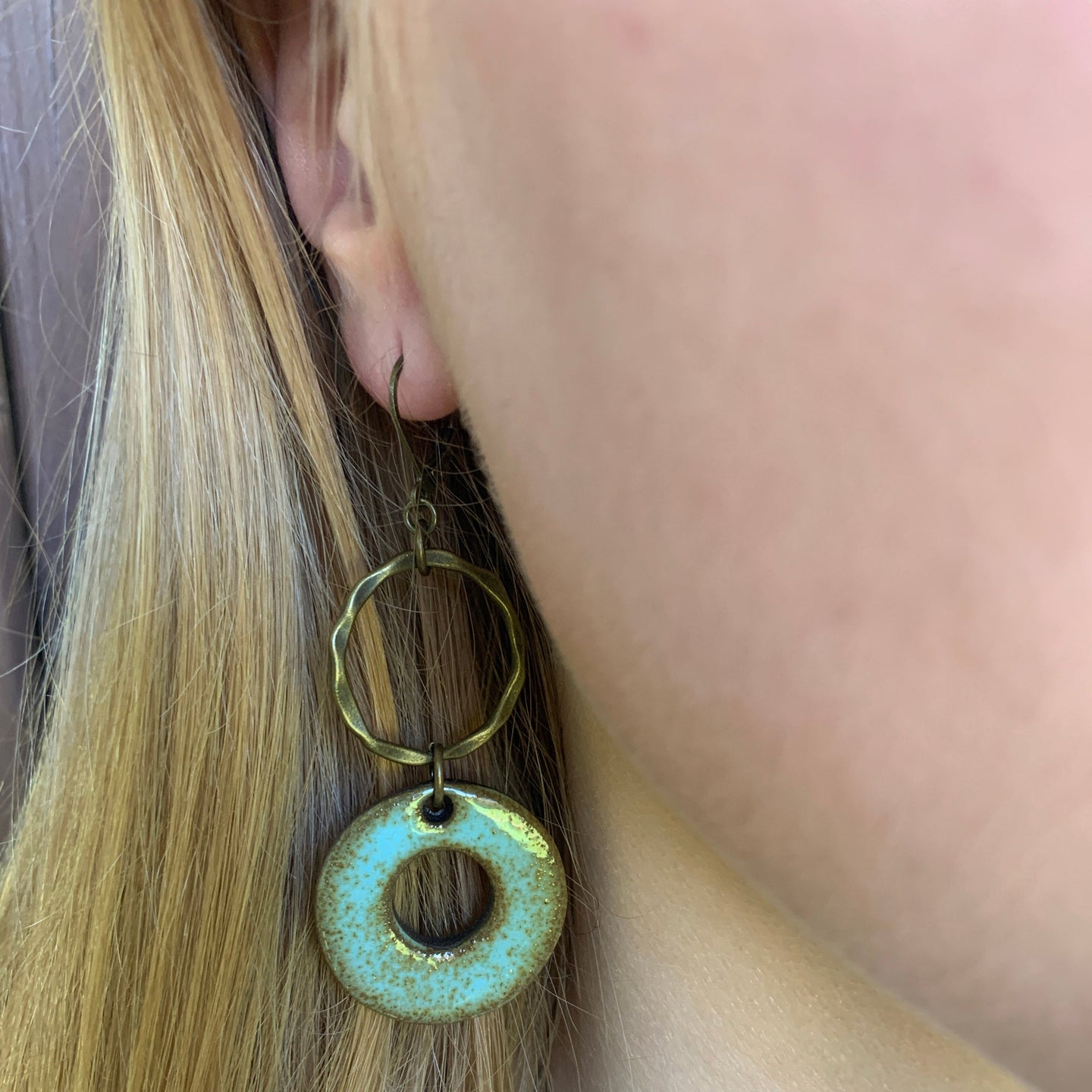 TURQUOISE LARGE DONUT DROP EARRINGS