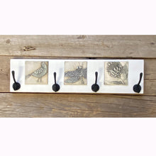 Load image into Gallery viewer, COAT RACK 19&quot; WITH BIRD, DRAGONFLY  AND PROTEA FLOWER