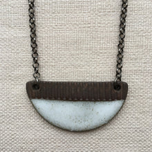 Load image into Gallery viewer, WHITE 2 TONE HALF CIRCLE NECKLACE