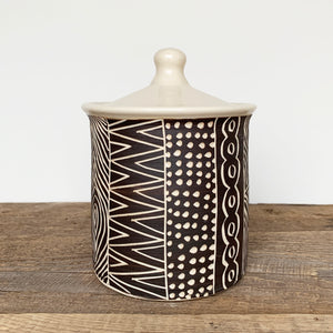 AFRICA MODERN MUD CLOTH CANISTER (7" TALL)