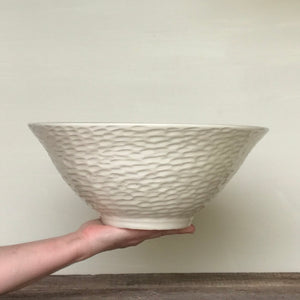 IVORY SALAD SERVING BOWL WITH CARVED CORAL