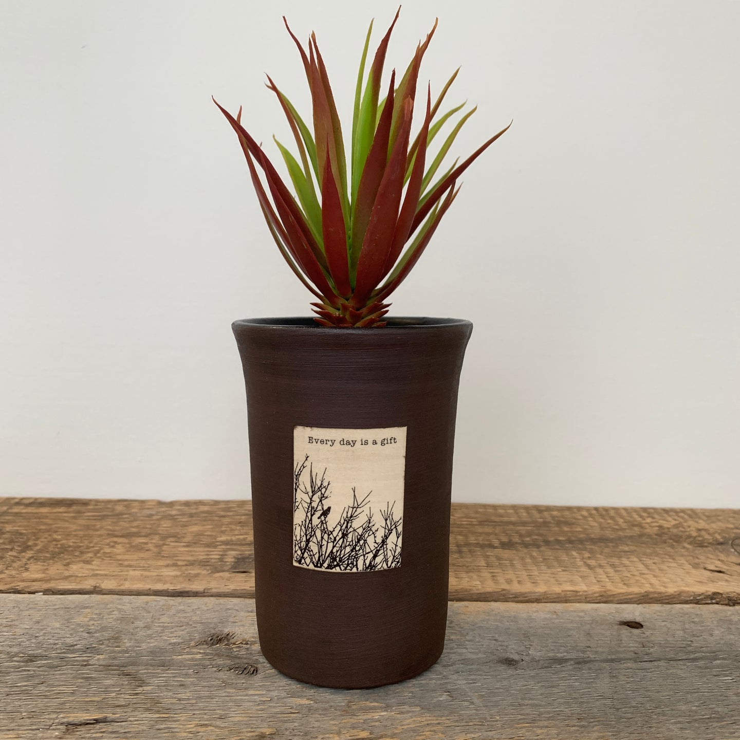 VASE - PLANT POT WITH BIRD - EVERY DAY IS A GIFT