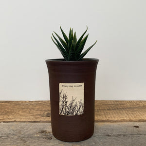 VASE - PLANT POT WITH BIRD - EVERY DAY IS A GIFT
