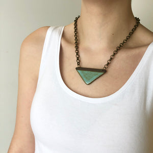 TURQUOISE 2 TONE TRIANGLE NECKLACE