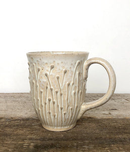 PUSSY WILLOW MUG IN OATMEAL-15 OUNCES