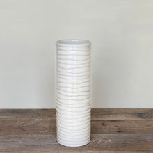 Load image into Gallery viewer, IVORY CYLINDER VASE IN WAVE-EXTRA LARGE