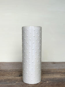 IVORY SMALL CYLINDER VASE WITH DOTS