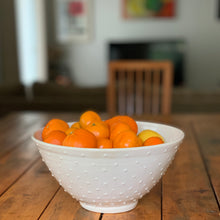 Load image into Gallery viewer, IVORY SALAD SERVING BOWL WITH DOTS