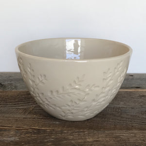 IVORY TALI SERVING BOWL WITH CARVED BRANCHES