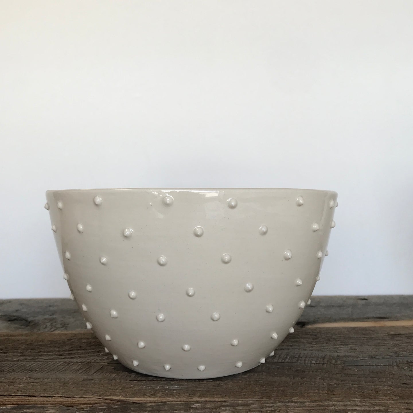 IVORY TALI SERVING BOWL WITH DOTS