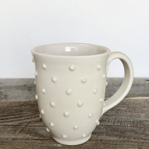 Handcrafted Carved White Mug with Dots