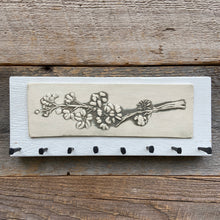 Load image into Gallery viewer, MEDIUM JEWELLERY ORGANIZER / KEY RACK / KITCHEN HOOKS WITH CHERRY BLOSSOMS IN KHAKI