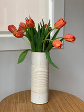 Load image into Gallery viewer, OATMEAL TWO TONE CYLINDER VASE WITH WAVES