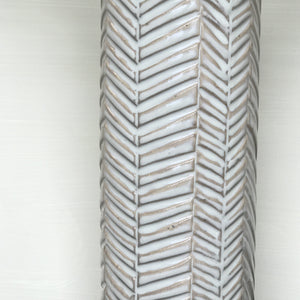 OATMEAL CYLINDER VASE WITH CHEVRONS