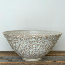 Load image into Gallery viewer, OATMEAL SALAD SERVING BOWL WITH CIRCLES