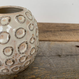 OATMEAL SUZIE VASE WITH CIRCLES