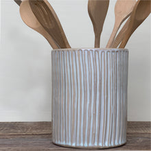Load image into Gallery viewer, OATMEAL UTENSIL HOLDER WITH CARVED STRIPES