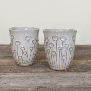 WINE CUPS IN OATMEAL WITH POPPIES (SET OF 2)