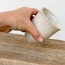 Load image into Gallery viewer, OATMEAL WINE CUPS IN CARVED WOOD GRAIN