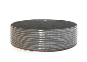 CYLINDER BOWL IN SLATE WITH WAVES - MEDIUM WITH WAVES