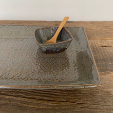 Load image into Gallery viewer, LARGE RECTANGLE PLATTER SET IN SLATE WITH BAROQUE DESIGN